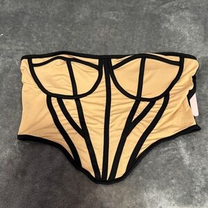 Stylish Tan and Black Crop Top